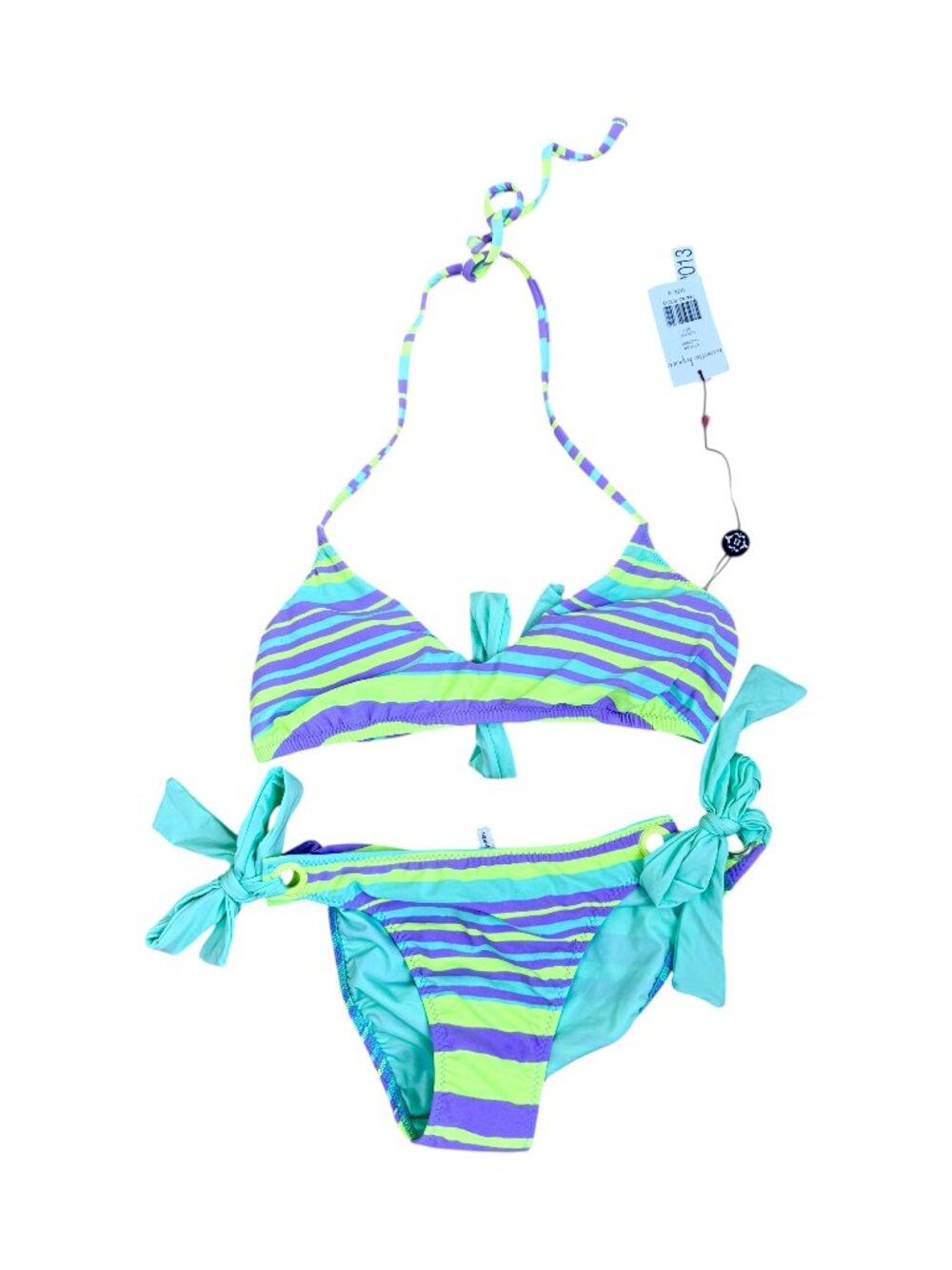 Nanette Lepore 2-Piece Bikini Halter Top Green Purple Multi (S) NWT